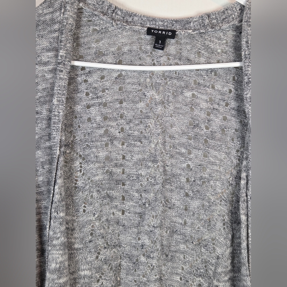 Torride Heather Gray Open Cardigan Plus Size 1 - Picture 3 of 7